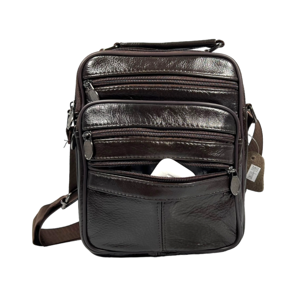 Сумка через плечо из натуральной кожи, мужская, 3 л, коричневая