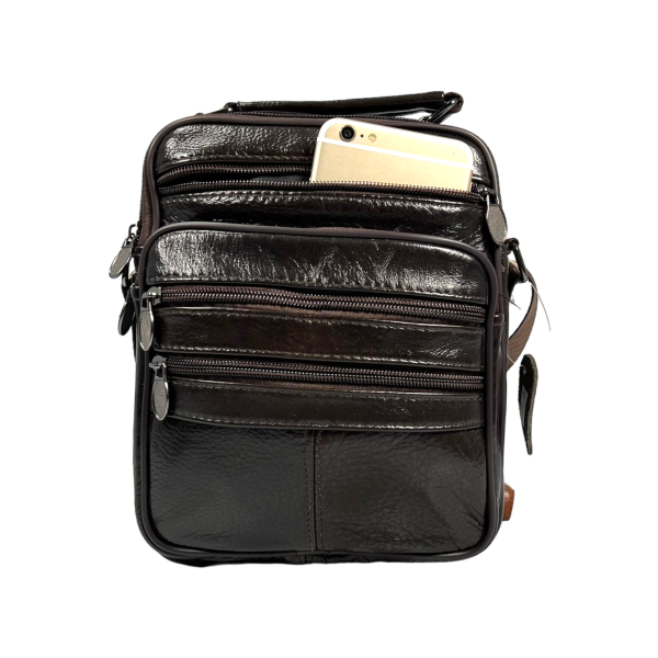 Сумка через плечо из натуральной кожи, мужская, 3 л, коричневая