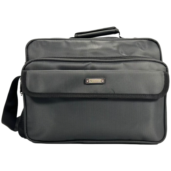 Сумка через плечо на 5 отделений, 12 л, вместительная, текстиль, серая