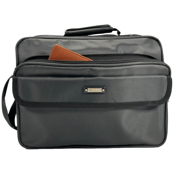 Сумка через плечо на 5 отделений, 12 л, вместительная, текстиль, серая