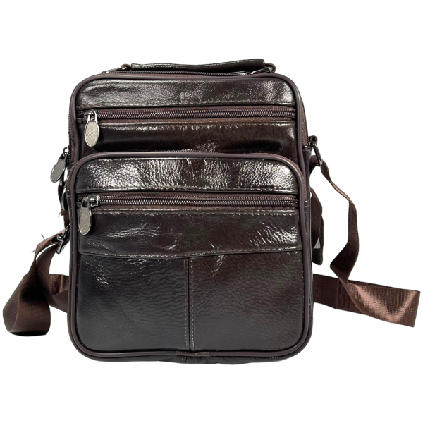 Класична сумка через плече з натуральної шкіри, коричнева