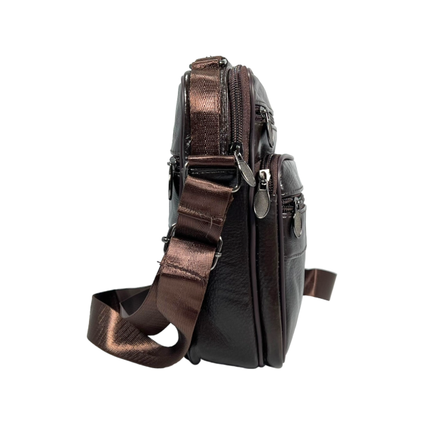 Класична сумка через плече з натуральної шкіри, коричнева Класична сумка через плече з натуральної шкіри, коричнева