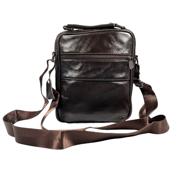 Класична сумка через плече з натуральної шкіри, коричнева Класична сумка через плече з натуральної шкіри, коричнева