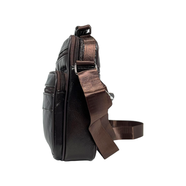 Класична сумка через плече з натуральної шкіри, коричнева Класична сумка через плече з натуральної шкіри, коричнева