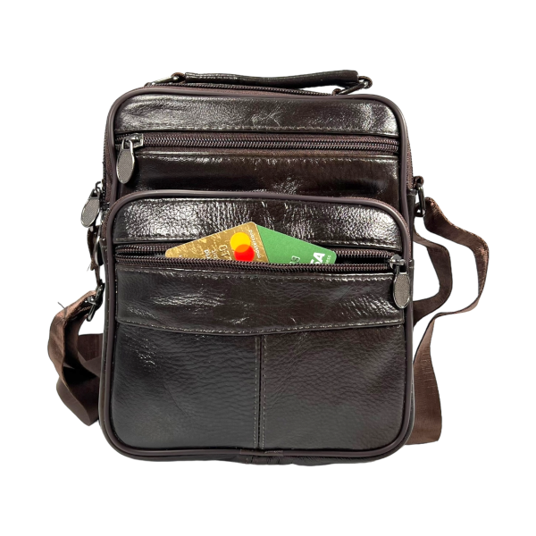 Класична сумка через плече з натуральної шкіри, коричнева Класична сумка через плече з натуральної шкіри, коричнева