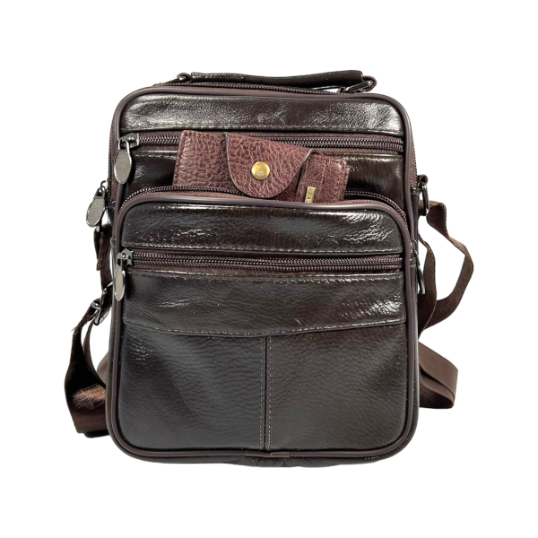 Класична сумка через плече з натуральної шкіри, коричнева Класична сумка через плече з натуральної шкіри, коричнева