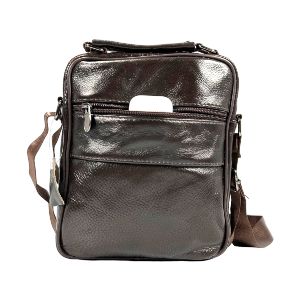 Класична сумка через плече з натуральної шкіри, коричнева Класична сумка через плече з натуральної шкіри, коричнева