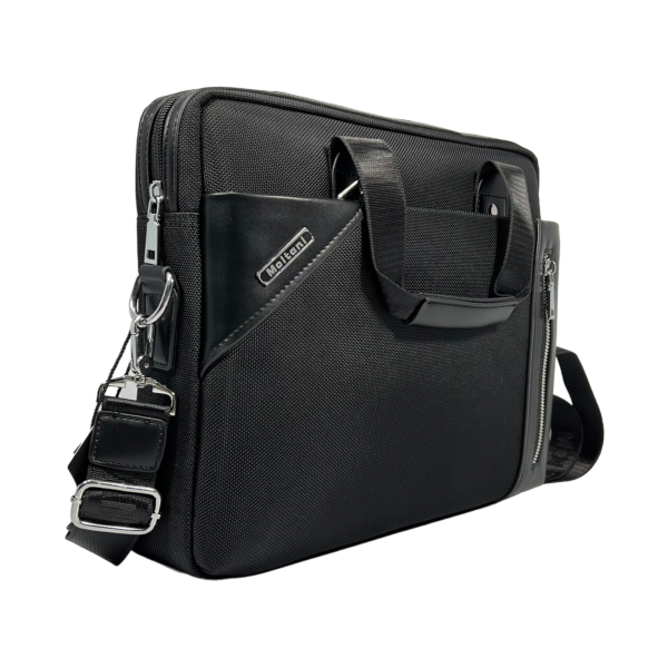 Вместительная и стильная мужская сумка через плечо на два отделения, цвет черный Вместительная и стильная мужская сумка через плечо на два отделения, цвет черный
