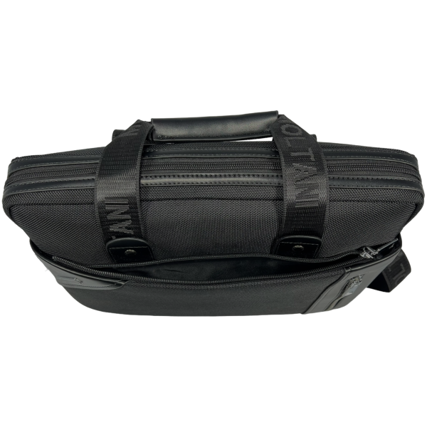 Вместительная и стильная мужская сумка через плечо на два отделения, цвет черный Вместительная и стильная мужская сумка через плечо на два отделения, цвет черный