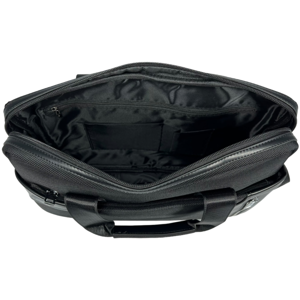 Вместительная и стильная мужская сумка через плечо на два отделения, цвет черный Вместительная и стильная мужская сумка через плечо на два отделения, цвет черный