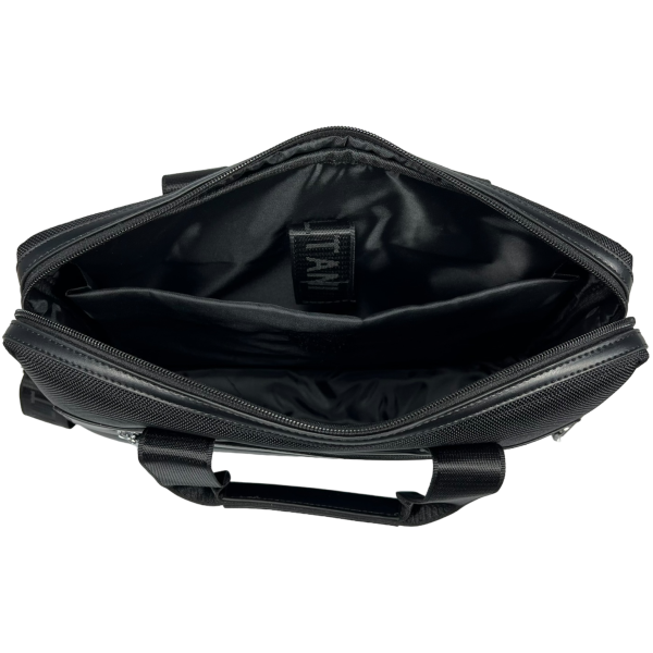 Вместительная и стильная мужская сумка через плечо на два отделения, цвет черный Вместительная и стильная мужская сумка через плечо на два отделения, цвет черный