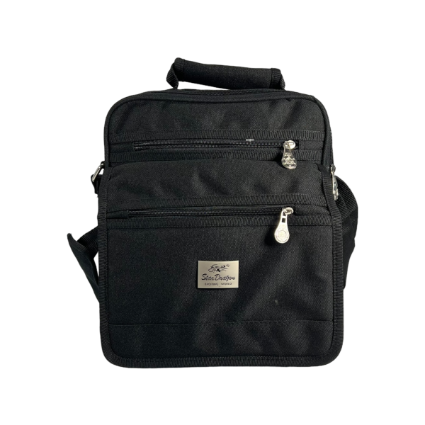 Сумка через плечо на 6 отделений, 12 л, текстиль, ручки для переноса, черная