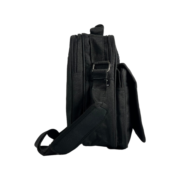 Сумка через плечо на 6 отделений, 12 л, текстиль, ручки для переноса, черная Сумка через плечо на 6 отделений, 12 л, текстиль, ручки для переноса, черная