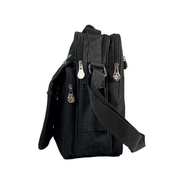 Сумка через плечо на 6 отделений, 12 л, текстиль, ручки для переноса, черная Сумка через плечо на 6 отделений, 12 л, текстиль, ручки для переноса, черная