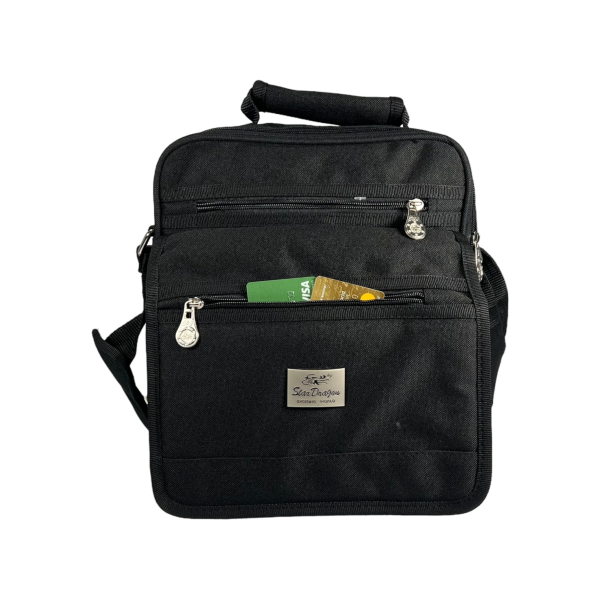 Сумка через плечо на 6 отделений, 12 л, текстиль, ручки для переноса, черная Сумка через плечо на 6 отделений, 12 л, текстиль, ручки для переноса, черная