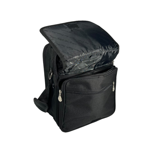 Сумка через плечо на 6 отделений, 12 л, текстиль, ручки для переноса, черная Сумка через плечо на 6 отделений, 12 л, текстиль, ручки для переноса, черная