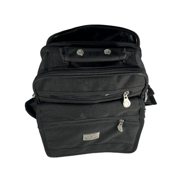 Сумка через плечо на 6 отделений, 12 л, текстиль, ручки для переноса, черная Сумка через плечо на 6 отделений, 12 л, текстиль, ручки для переноса, черная