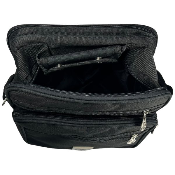 Сумка через плечо для современного мужчины на пять отделений, черная Сумка через плечо для современного мужчины на пять отделений, черная