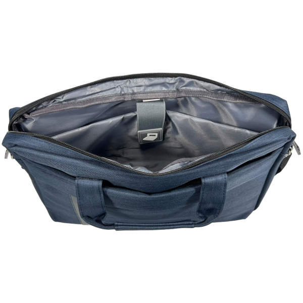 Сучасна сумка для ноутбука на три відділення синього кольору