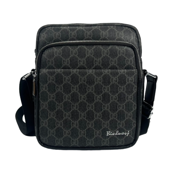 Стильная мужская сумка через плечо на четыре отделения, серая