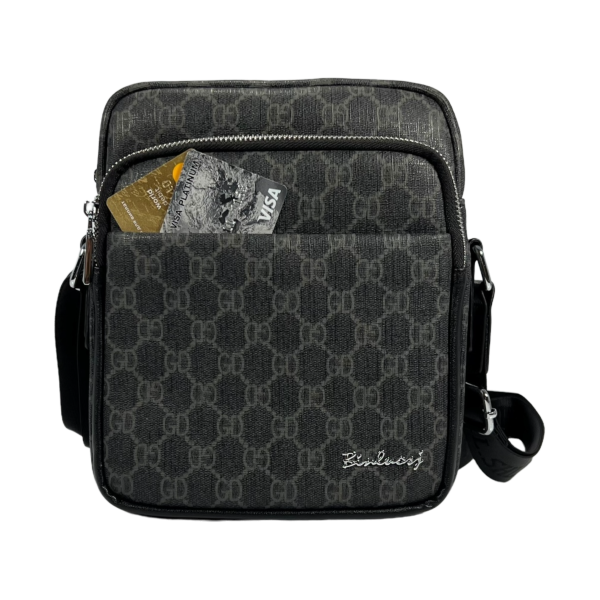 Стильная мужская сумка через плечо на четыре отделения, серая Стильная мужская сумка через плечо на четыре отделения, серая