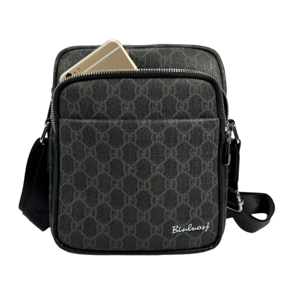 Стильная мужская сумка через плечо на четыре отделения, серая Стильная мужская сумка через плечо на четыре отделения, серая