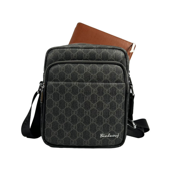 Стильная мужская сумка через плечо на четыре отделения, серая Стильная мужская сумка через плечо на четыре отделения, серая