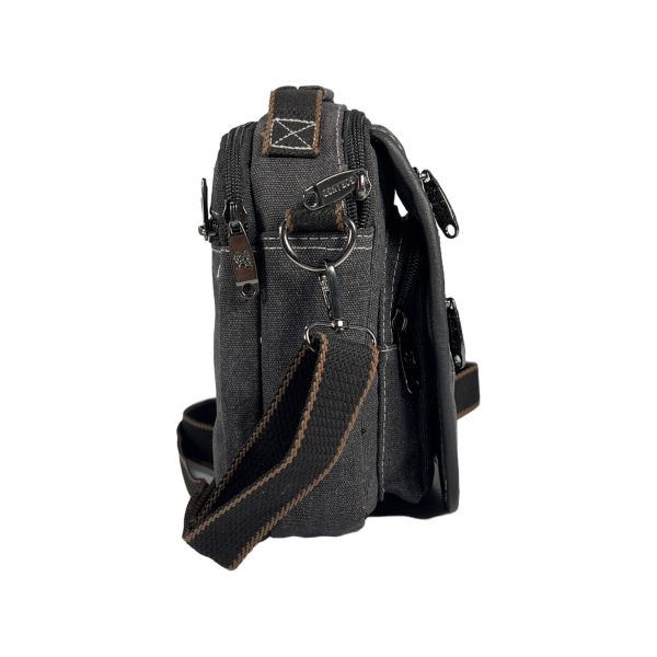 Комфортная сумка через плечо из брезента на пять отделений, черная Комфортная сумка через плечо из брезента на пять отделений, черная
