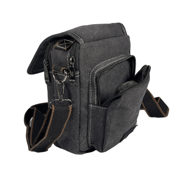 Комфортная сумка через плечо из брезента на пять отделений, черная Комфортная сумка через плечо из брезента на пять отделений, черная