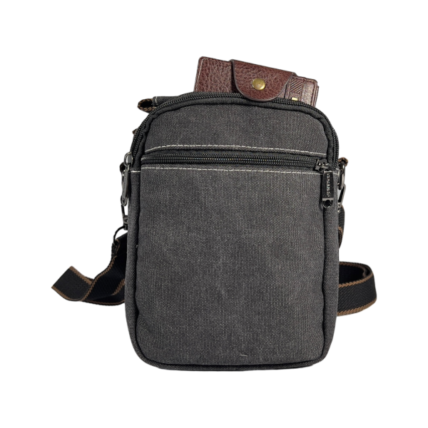 Комфортная сумка через плечо из брезента на пять отделений, черная Комфортная сумка через плечо из брезента на пять отделений, черная