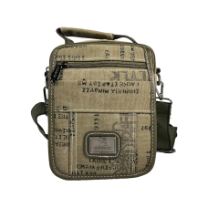 Брезентовая сумка через плечо на пять отделений, ручки для переноски, цвет хаки