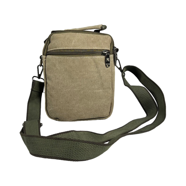 Брезентова сумка через плече на п'ять відділень, ручки для переносу, колір хакі Брезентова сумка через плече на п'ять відділень, ручки для переносу, колір хакі