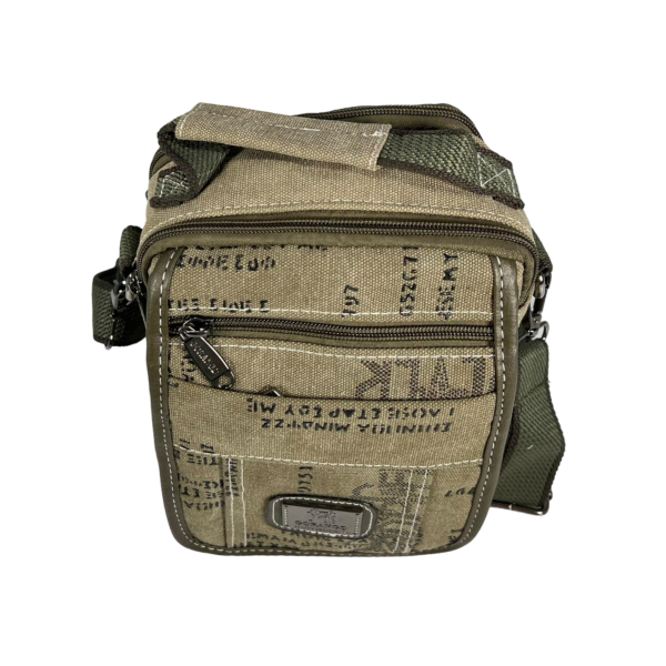 Брезентова сумка через плече на п'ять відділень, ручки для переносу, колір хакі Брезентова сумка через плече на п'ять відділень, ручки для переносу, колір хакі