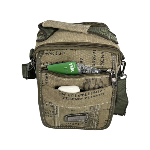 Брезентова сумка через плече на п'ять відділень, ручки для переносу, колір хакі Брезентова сумка через плече на п'ять відділень, ручки для переносу, колір хакі