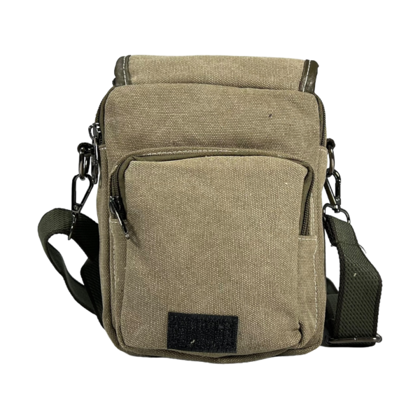 Брезентова сумка через плече на п'ять відділень, ручки для переносу, колір хакі Брезентова сумка через плече на п'ять відділень, ручки для переносу, колір хакі