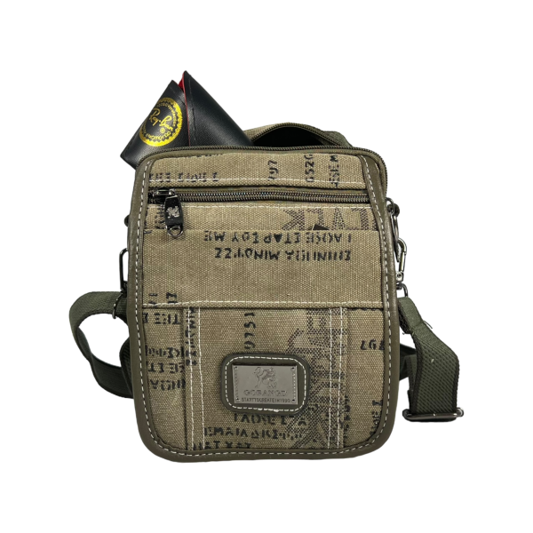 Брезентова сумка через плече на п'ять відділень, ручки для переносу, колір хакі Брезентова сумка через плече на п'ять відділень, ручки для переносу, колір хакі