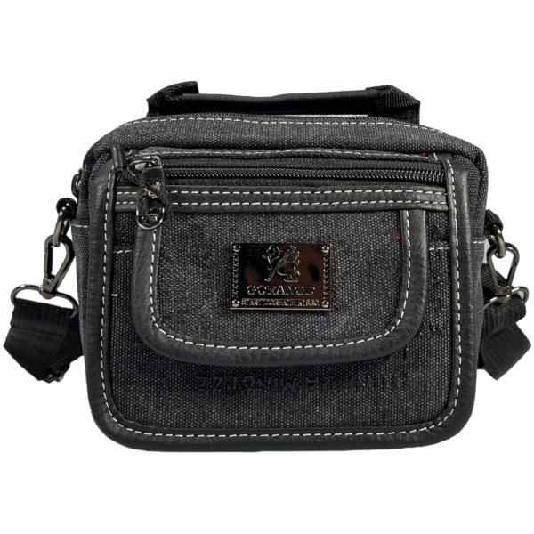 Брезентовая сумка через плечо, крепкая, 4 отделения, цвет черный