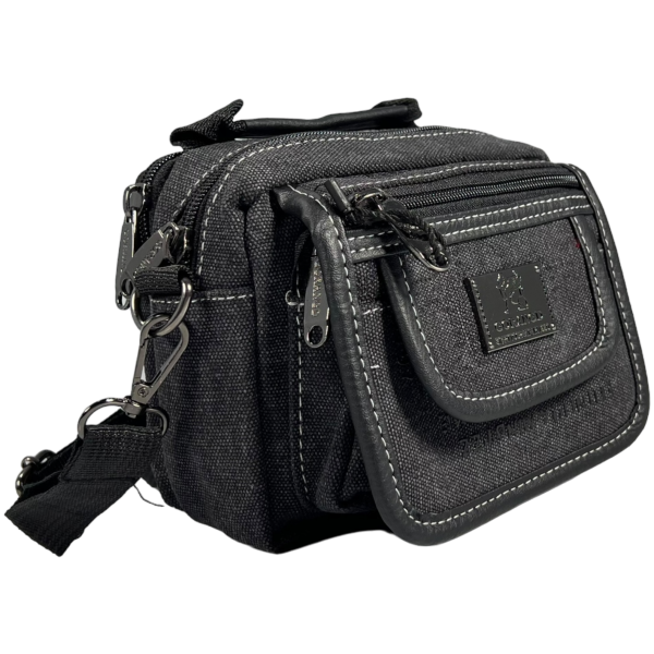 Брезентовая сумка через плечо, крепкая, 4 отделения, цвет черный Брезентовая сумка через плечо, крепкая, 4 отделения, цвет черный