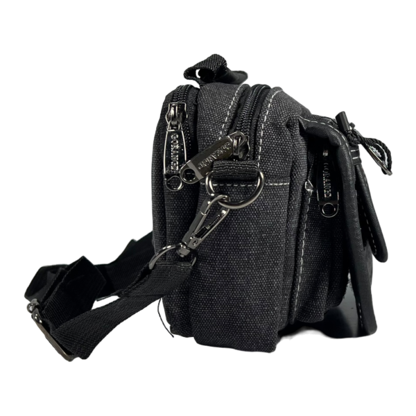 Брезентовая сумка через плечо, крепкая, 4 отделения, цвет черный Брезентовая сумка через плечо, крепкая, 4 отделения, цвет черный