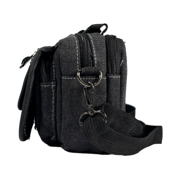 Брезентовая сумка через плечо, крепкая, 4 отделения, цвет черный Брезентовая сумка через плечо, крепкая, 4 отделения, цвет черный