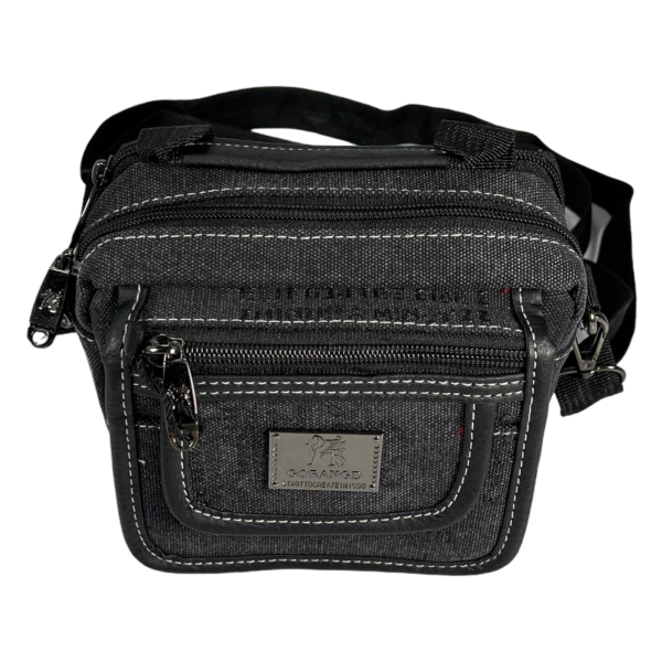 Брезентовая сумка через плечо, крепкая, 4 отделения, цвет черный Брезентовая сумка через плечо, крепкая, 4 отделения, цвет черный