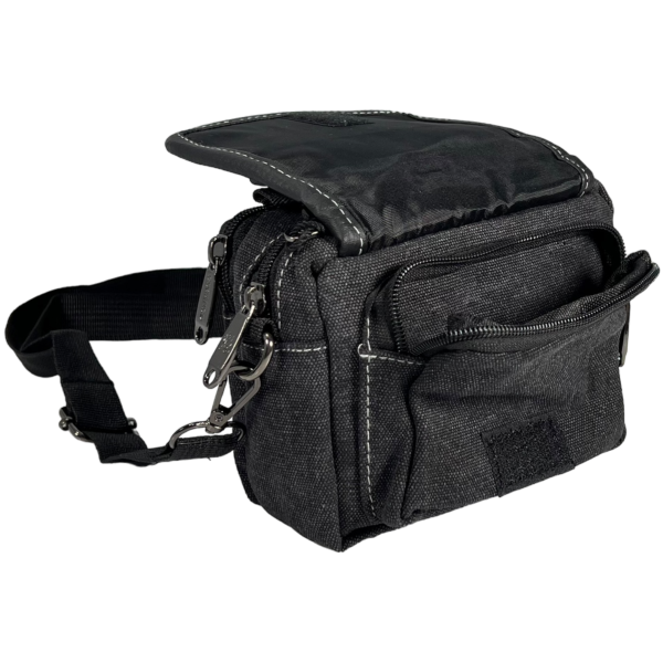 Брезентовая сумка через плечо, крепкая, 4 отделения, цвет черный Брезентовая сумка через плечо, крепкая, 4 отделения, цвет черный