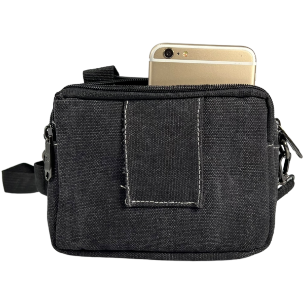 Брезентовая сумка через плечо, крепкая, 4 отделения, цвет черный Брезентовая сумка через плечо, крепкая, 4 отделения, цвет черный