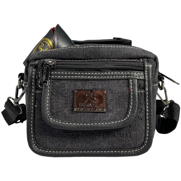 Брезентовая сумка через плечо, крепкая, 4 отделения, цвет черный Брезентовая сумка через плечо, крепкая, 4 отделения, цвет черный