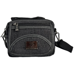 Брезентовая и водонепроницаемая сумка через плечо на три отделения черного цвета Брезентовая и водонепроницаемая сумка через плечо на три отделения черного цвета