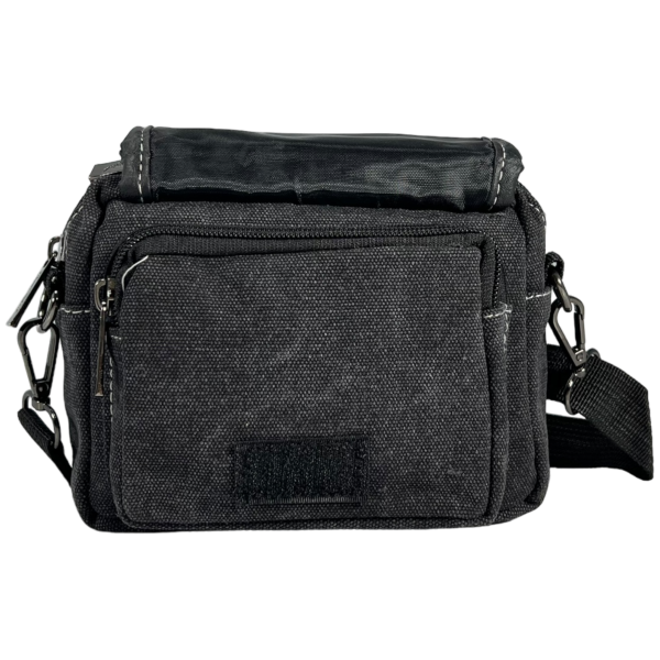 Брезентова та водонепроникна сумка через плече на три відділення чорного кольору Брезентова та водонепроникна сумка через плече на три відділення чорного кольору