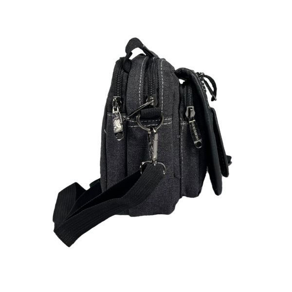 Комфортная и практичная сумка через плечо, брезентовая, 4 отделения, цвет черный Комфортная и практичная сумка через плечо, брезентовая, 4 отделения, цвет черный