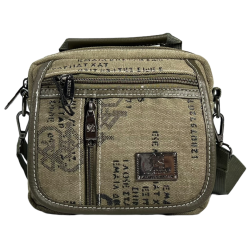 Брезентовая и практичная сумка через плечо на четыре отделения, хаки Брезентовая и практичная сумка через плечо на четыре отделения, хаки