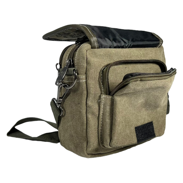 Брезентовая и практичная сумка через плечо на четыре отделения, хаки Брезентовая и практичная сумка через плечо на четыре отделения, хаки