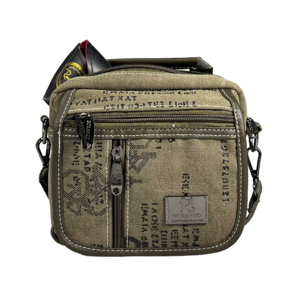 Брезентовая и практичная сумка через плечо на четыре отделения, хаки Брезентовая и практичная сумка через плечо на четыре отделения, хаки